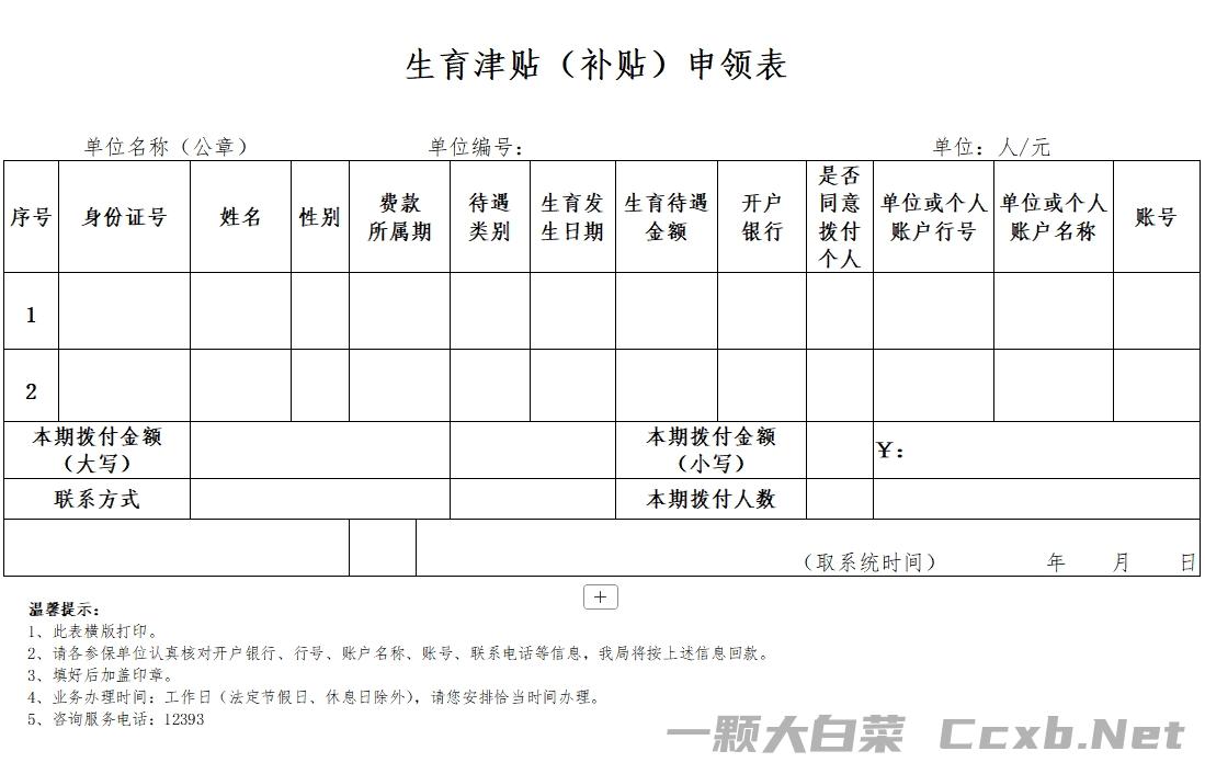 生育津贴拨付给个人携带材料